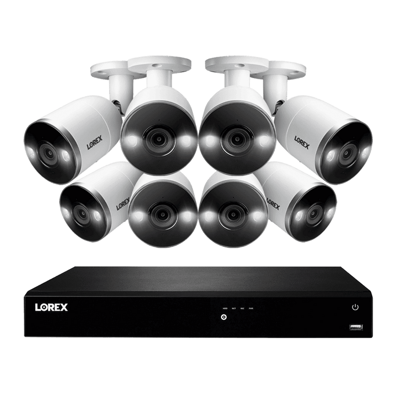 Lorex  16-Channel 4K Ultra HD Fusion NVR IP System with 8 Smart Deterrence Cameras Security Surveillance System New N4K3SD-168WB