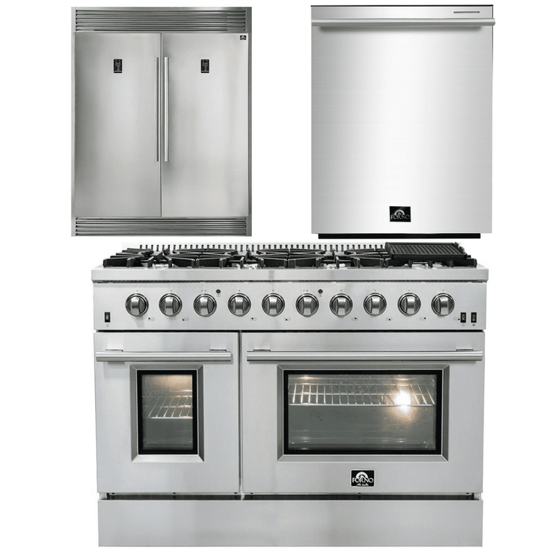 Forno Appliance Package - 48 Inch Gas Range, Dishwasher, 60 Inch Refrigerator, AP-FFSGS6244-48-5