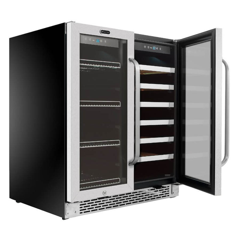 Whynter 30" Built-In French Door Dual Zone 33 Bottle Wine Refrigerator 88 Can Beverage Center BWB-3388FDS