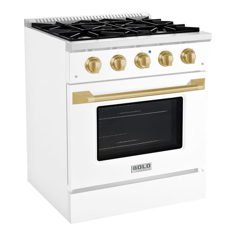 Hallman BOLD 30" 4.2 Cu.Ft. 4 Burner Freestanding Dual Fuel Range and Electric Oven - HBRDF30