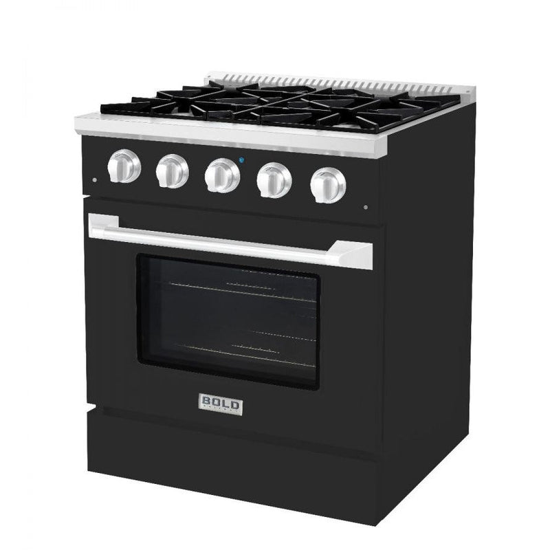 Hallman BOLD 30" 4.2 Cu.Ft. 4 Burner Freestanding Dual Fuel Range and Electric Oven - HBRDF30