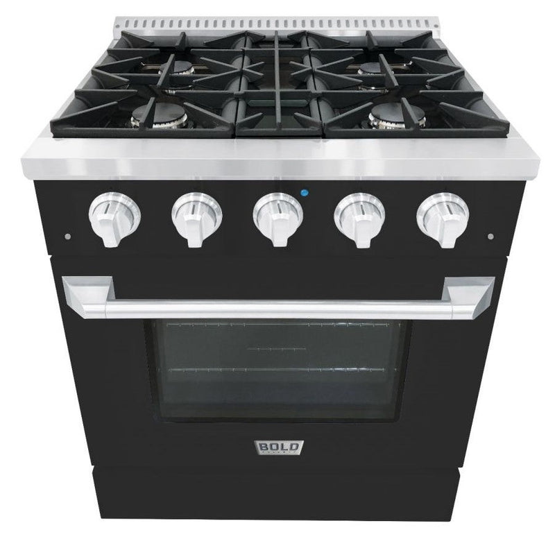 Hallman BOLD 30" 4.2 Cu.Ft. 4 Burner Freestanding Dual Fuel Range and Electric Oven - HBRDF30