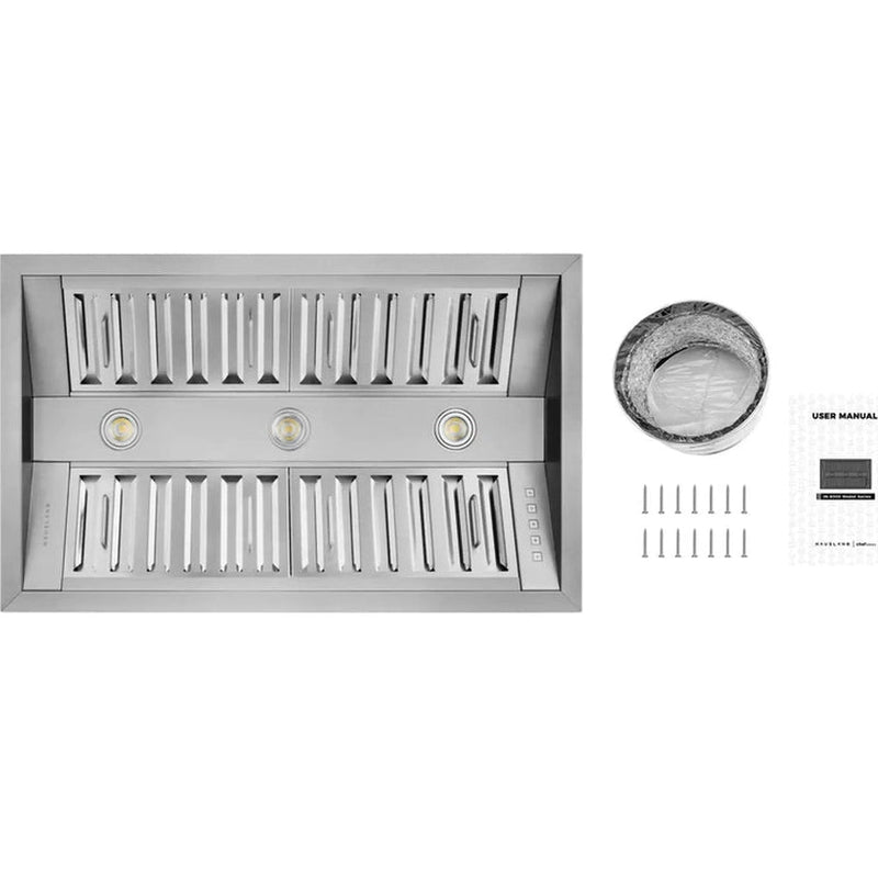 Hauslane 18.5" Deep 800 CFM Convertible Built-In Insert Range Hood in Stainless Steel - IN-R200SS-36