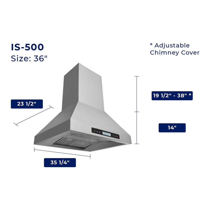 Hauslane 36-Inch Range Hood Insert with Stainless Steel Filters - IS-500SS-36