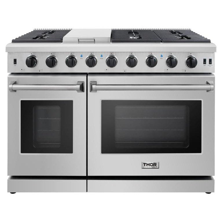 Thor Kitchen Appliance Package - 48 in. Propane Gas Range, Range Hood, Refrigerator, Dishwasher, Wine Cooler, AP-LRG4807ULP-4