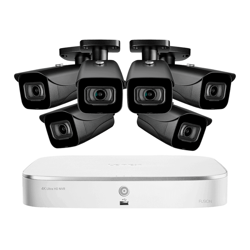 Lorex  4K 8-Channel Fusion NVR System with Six 4K (8MP) IP Cameras Security Surveillance System New N4K2-86BB