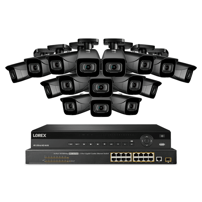 Lorex 32-Channel NVR System with Sixteen 4K (8MP) IP Cameras Security Surveillance System New  NC4K8-3216BB