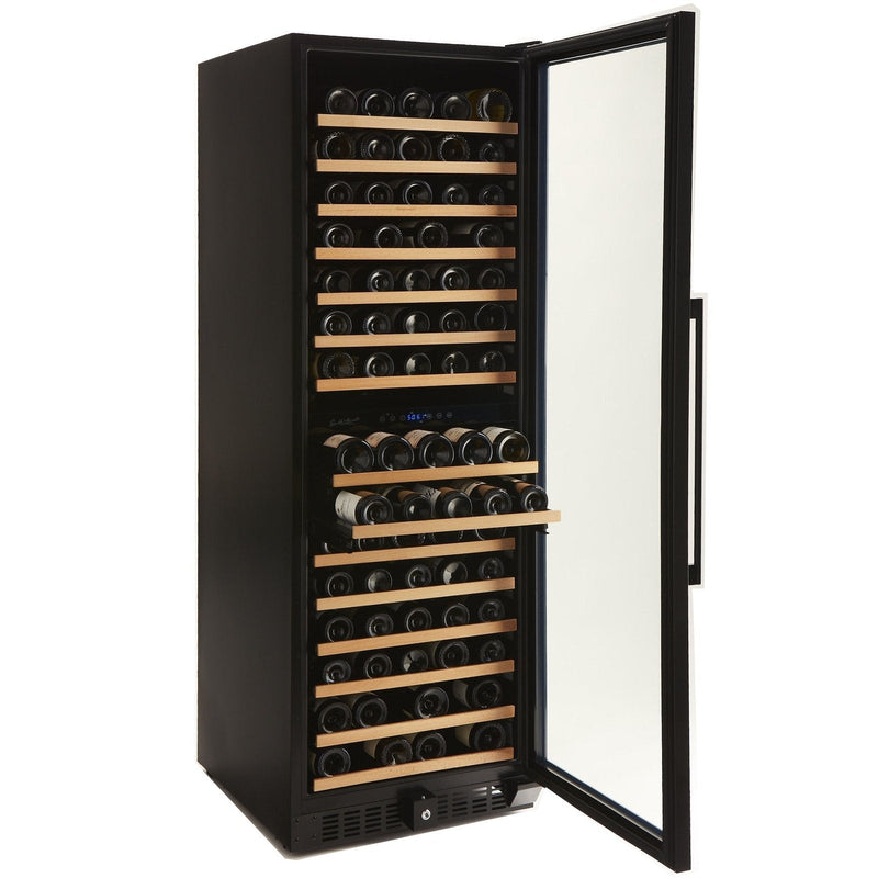 166 Bottle Black Stainless Wine Refrigerator, Dual Zone