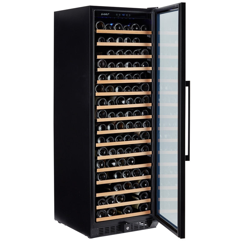 166 Bottle Black Stainless Wine Refrigerator, Single Zone