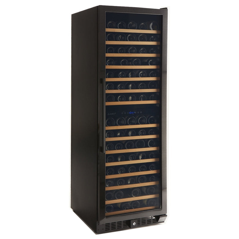 166 Bottle Black Stainless Wine Refrigerator, Dual Zone