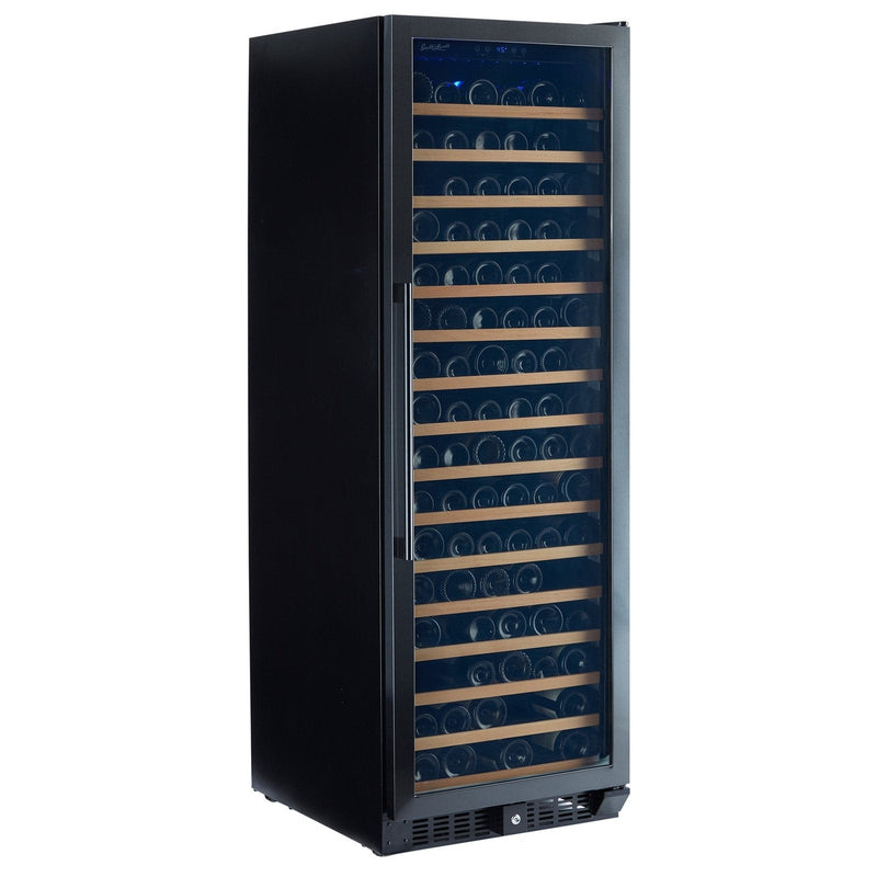 166 Bottle Black Stainless Wine Refrigerator, Single Zone