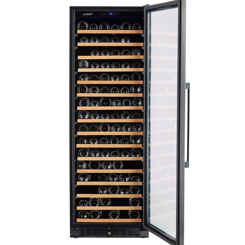 166 Bottle Black Stainless Wine Refrigerator, Single Zone