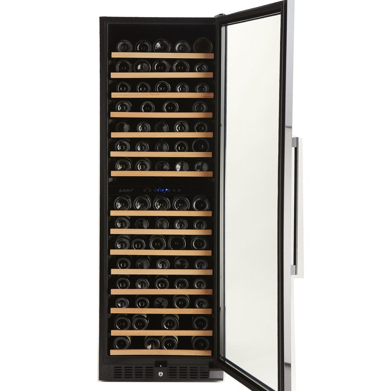 166 Bottle Black Stainless Wine Refrigerator, Dual Zone