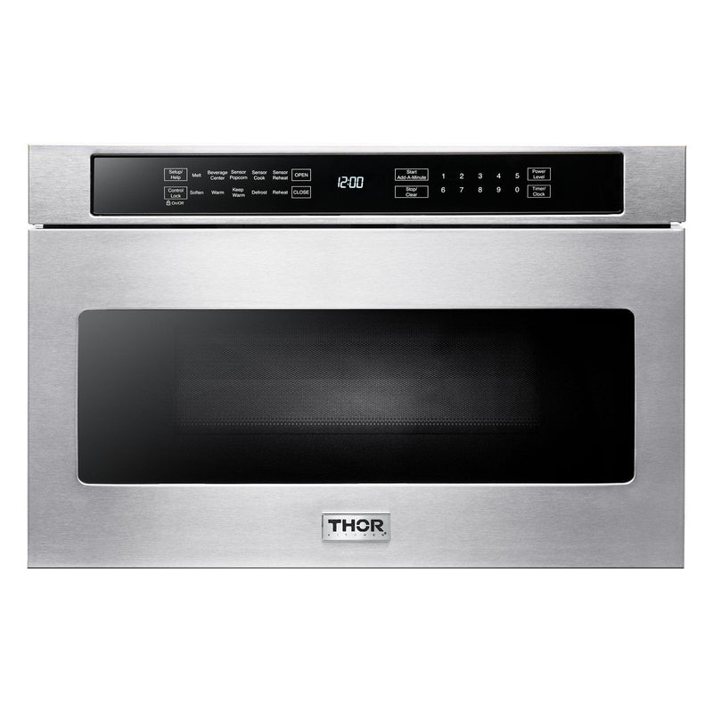 Thor Kitchen Appliance Package - 36 in. Electric Range, Range Hood, Microwave Drawer, Refrigerator, Dishwasher, AP-HRE3601-7