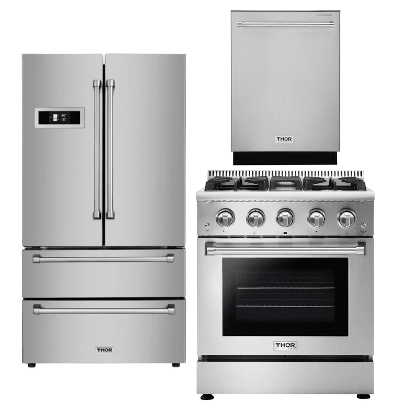 Thor Kitchen Appliance Package - 30 in. Natural Gas Range, Refrigerator & Dishwasher AP-HRG3080U-2