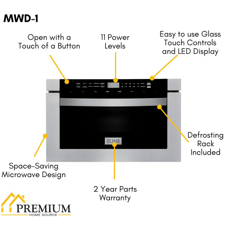 ZLINE Appliance Package - 48 in. Dual Fuel Range, Range Hood, Microwave Drawer, 3KP-RARH48-MW