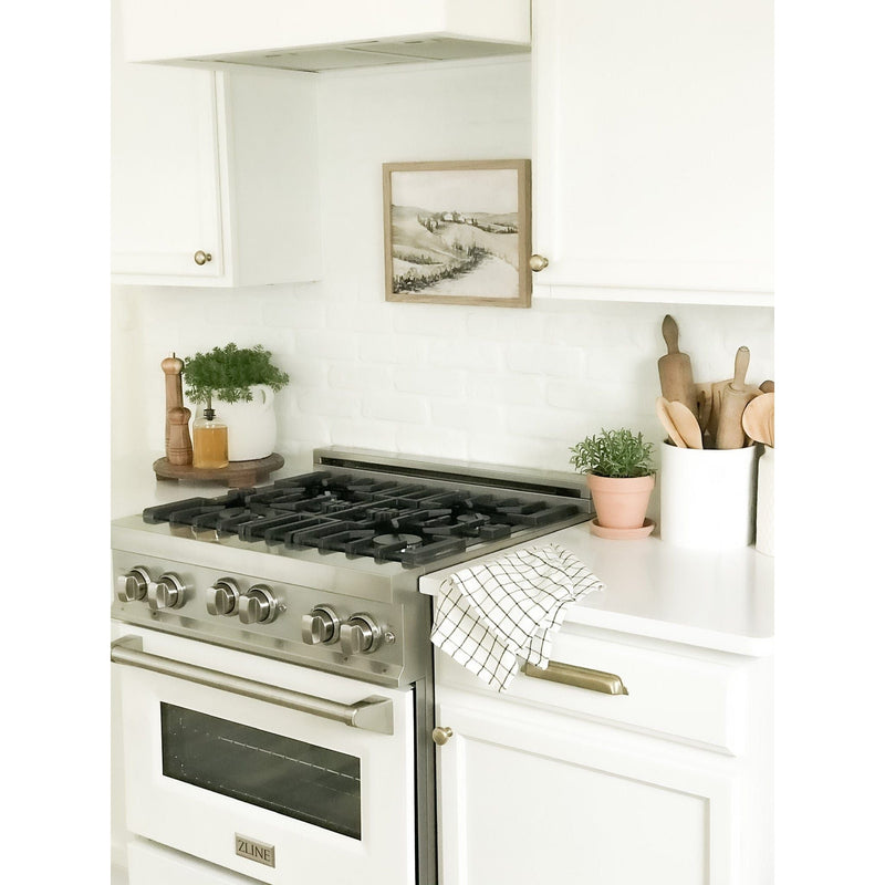 ZLINE 30 in. Professional 4.0 cu. ft. 4 Gas on Gas Range  with White Matte Door, RG-WM-30