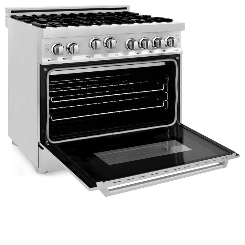 ZLINE 36 Inch Professional Gas Burner and Gas Oven Range in Stainless Steel, RG36