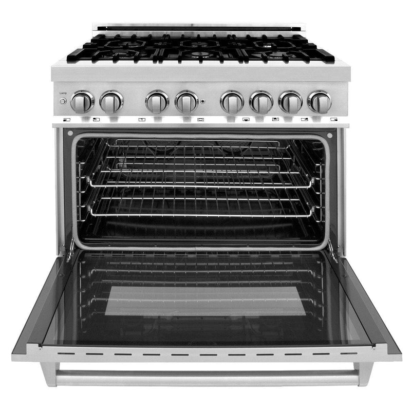 ZLINE Appliance Package - 36 in. Dual Fuel Range, Range Hood, Dishwasher, 3KP-RARH36-DW