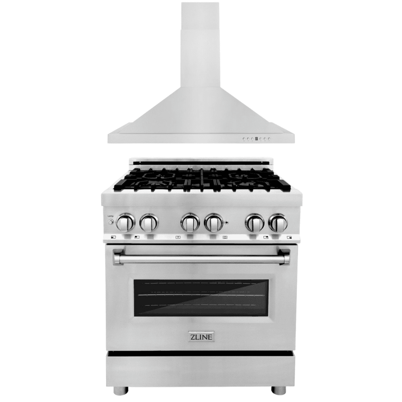 ZLINE Appliance Package 30 in. Dual Fuel Range & 30 in. Range Hood, 2KP-RARH30