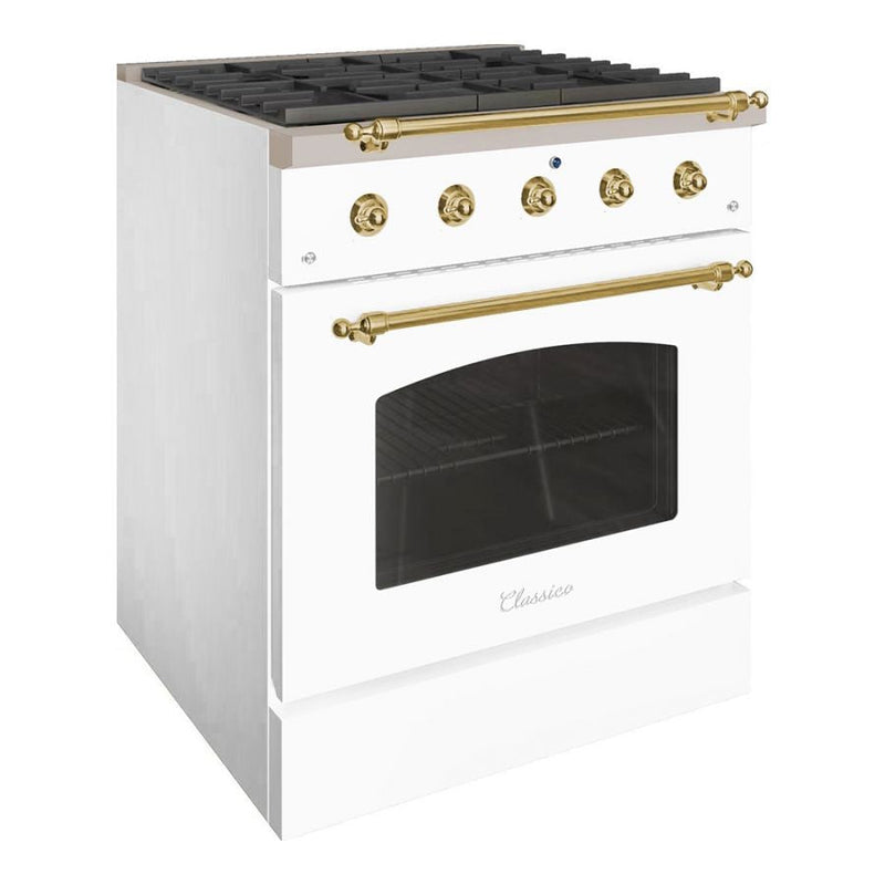 Hallman CLASSICO 30" 4.2 Cu.Ft. 4 Burner Freestanding Dual Fuel Range and Electric Oven - HCLRDF30