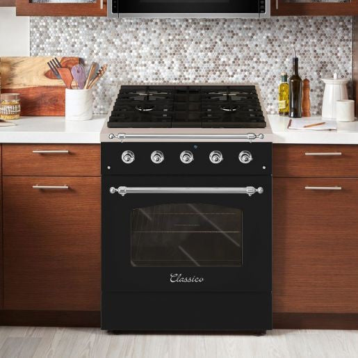 Hallman CLASSICO 30" 4.2 Cu.Ft. 4 Burner Freestanding Dual Fuel Range and Electric Oven - HCLRDF30