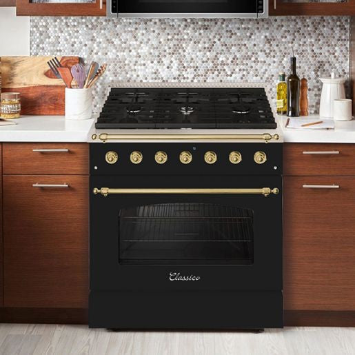 Hallman CLASSICO 36” 5.2 Cu.Ft. 6 Burner Freestanding Dual Fuel Range and Electric Oven - HCLRDF36