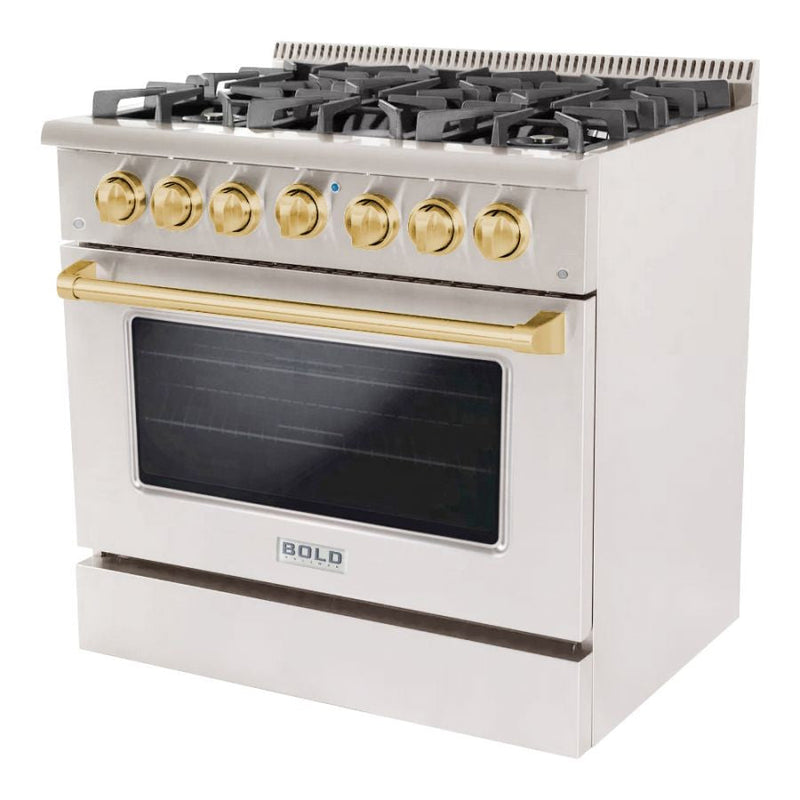 Hallman BOLD 36” 5.2 Cu.Ft. 6 Burner Freestanding All Gas Range and Gas Oven - HBRG36