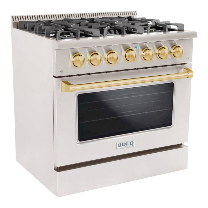 Hallman BOLD 36” 5.2 Cu.Ft. 6 Burner Freestanding All Gas Range and Gas Oven - HBRG36