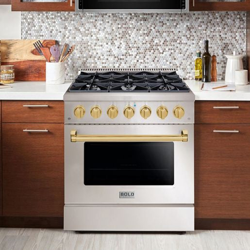 Hallman BOLD 36” 5.2 Cu.Ft. 6 Burner Freestanding All Gas Range and Gas Oven - HBRG36