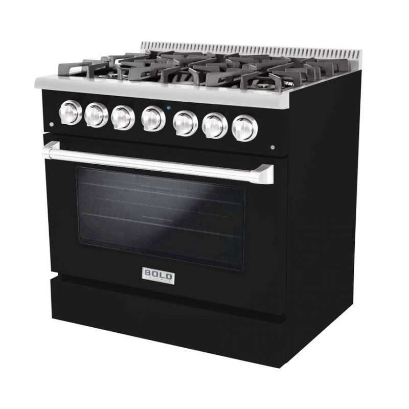 Hallman BOLD 36” 5.2 Cu.Ft. 6 Burner Freestanding All Gas Range and Gas Oven - HBRG36