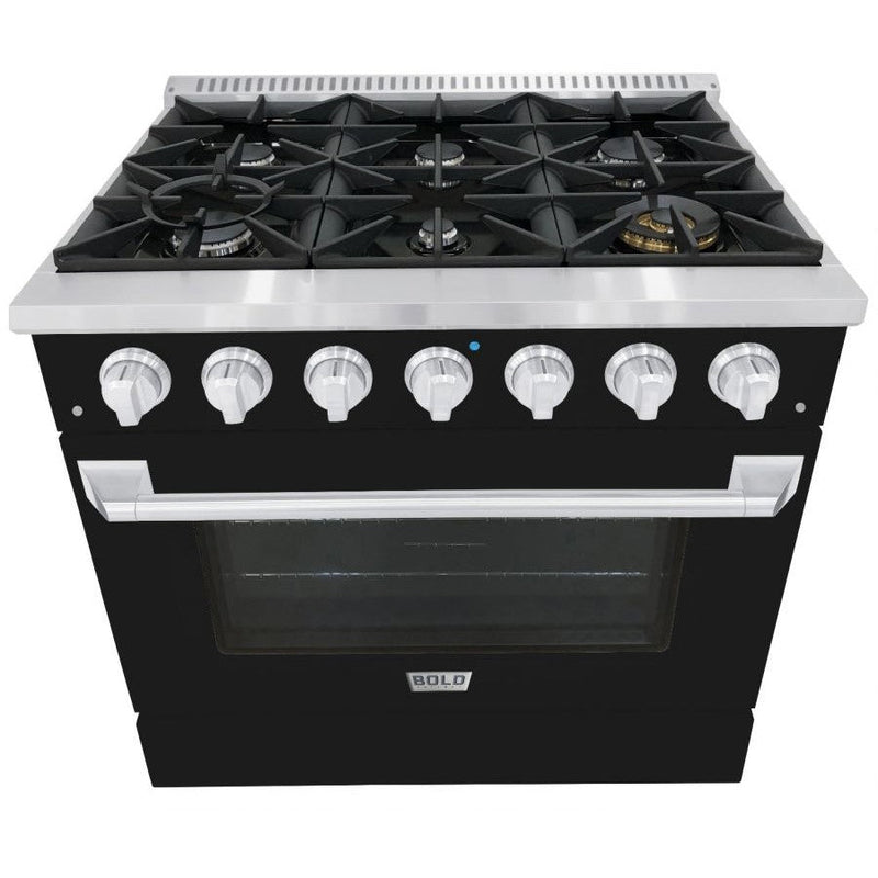 Hallman BOLD 36” 5.2 Cu.Ft. 6 Burner Freestanding All Gas Range and Gas Oven - HBRG36