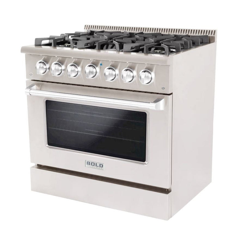 Hallman BOLD 36” 5.2 Cu.Ft. 6 Burner Freestanding All Gas Range and Gas Oven - HBRG36