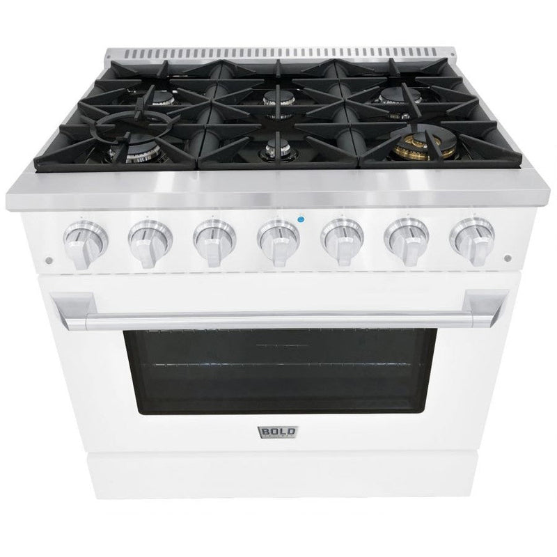 Hallman BOLD 36” 5.2 Cu.Ft. 6 Burner Freestanding All Gas Range and Gas Oven - HBRG36