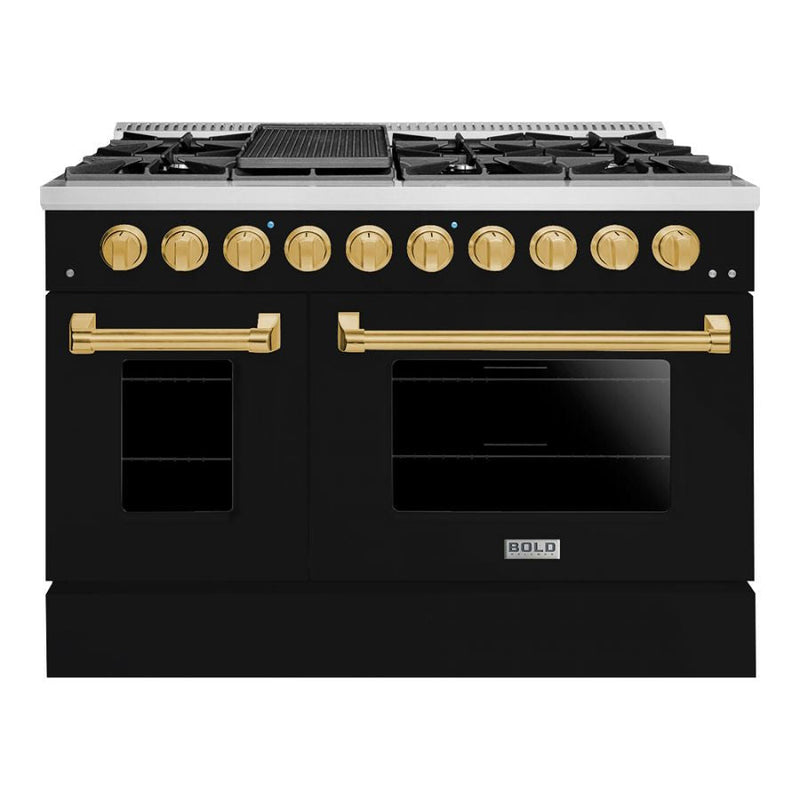 Hallman BOLD 48” 6.7 Cu.Ft. 8 Burner Freestanding Dual Fuel Range and Electric Oven - HBRDF48