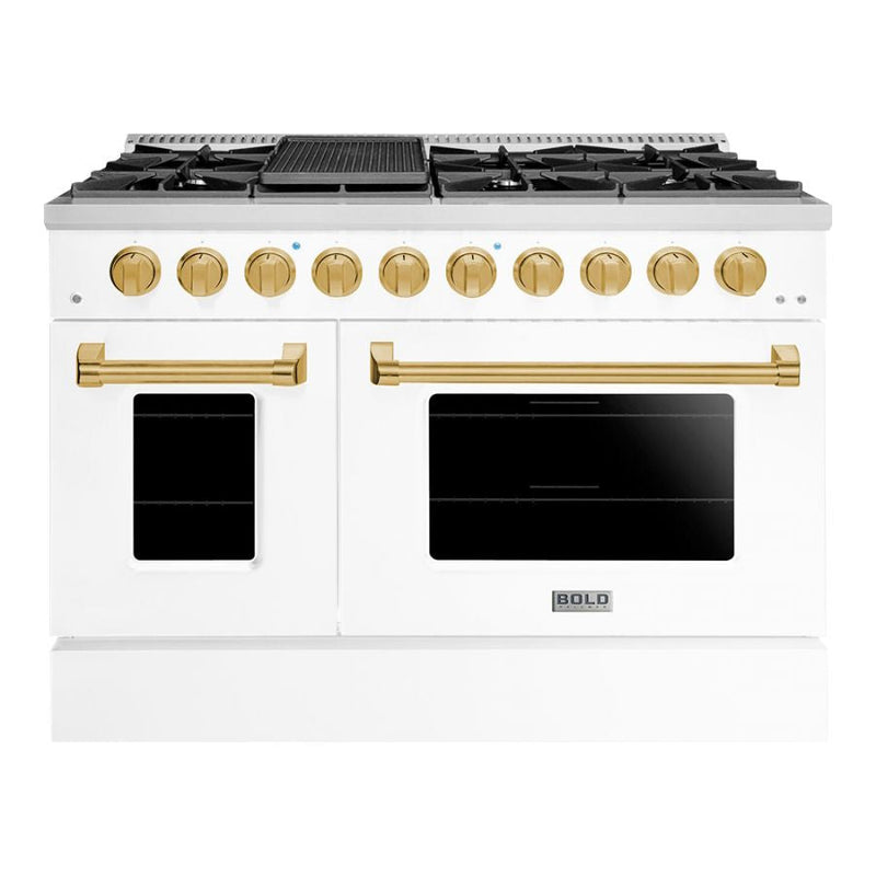 Hallman BOLD 48” 6.7 Cu.Ft. 8 Burner Freestanding Dual Fuel Range and Electric Oven - HBRDF48