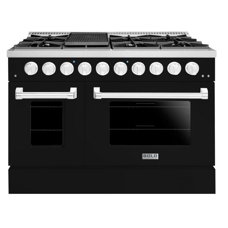 Hallman BOLD 48” 6.7 Cu.Ft. 8 Burner Freestanding Dual Fuel Range and Electric Oven - HBRDF48