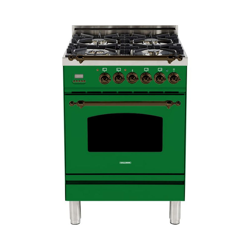 Hallman 24 in. Single Oven Duel Fuel Italian Range - HDFR24