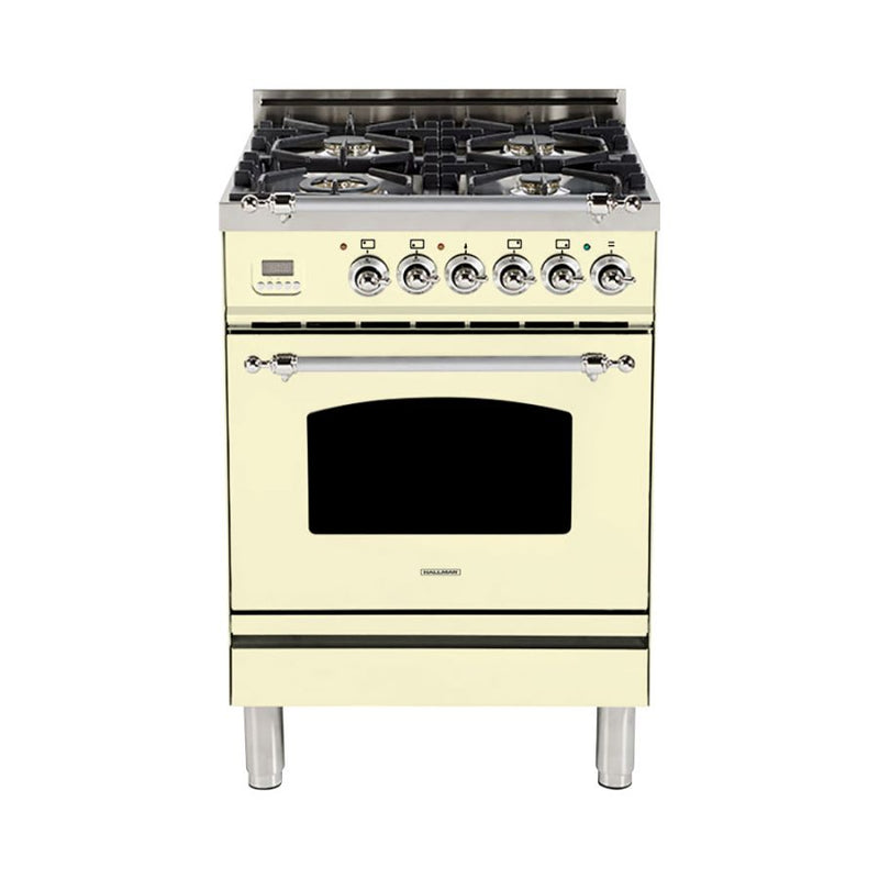 Hallman 24 in. Single Oven Duel Fuel Italian Range - HDFR24