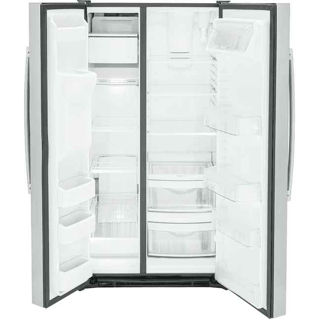 Ge 25.3-Cu Ft Side-By-Side Refrigerator with Ice Maker, Water and Ice Dispenser (Stainless Steel) - Gss25gypfs