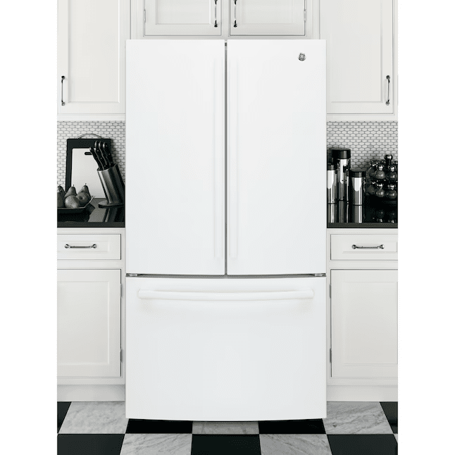 Ge 27-Cu Ft French Door Refrigerator with Ice Maker and Water Dispenser (White) Energy Star - Gne27jgmww