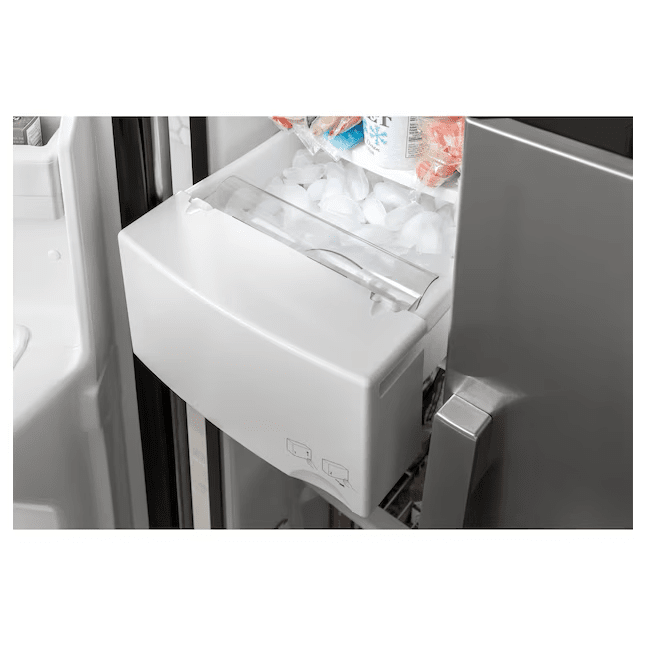 Ge 25.3-Cu Ft Side-By-Side Refrigerator with Ice Maker, Water and Ice Dispenser (Stainless Steel) - Gss25gypfs