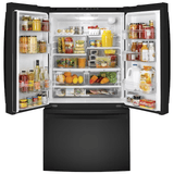 GE 27-Cu Ft French Door Refrigerator with Ice Maker and Water Dispenser (Black) Energy Star - GNE27JGMBB