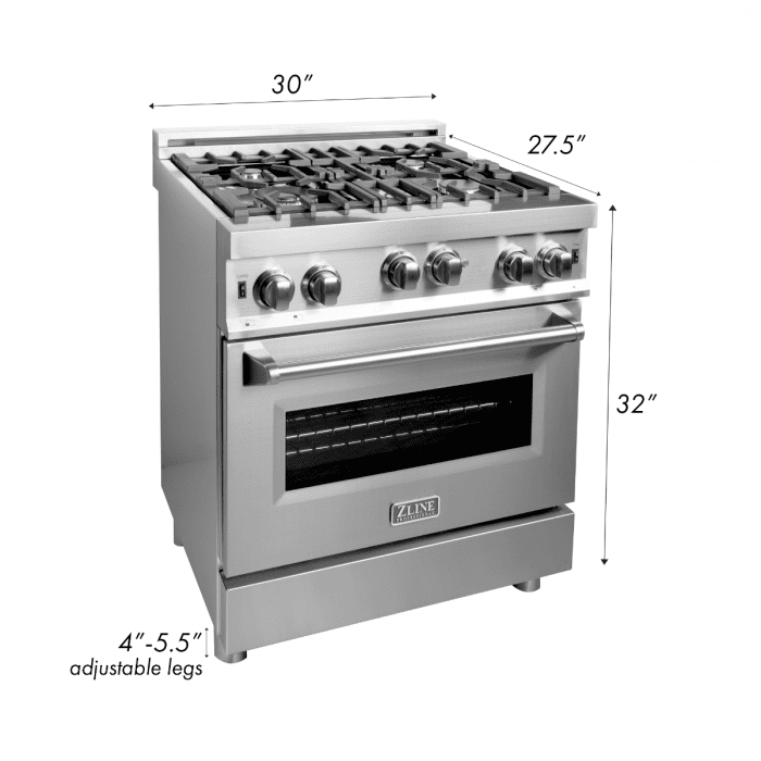 ZLINE 30 in. Professional 4.0 cu. ft. 4 Gas on Gas Range  with White Matte Door, RG-WM-30