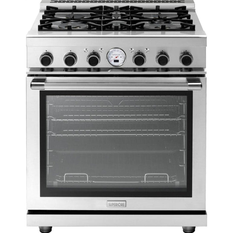 Superiore Deco 48-Inch Dual Fuel Double Oven Freestanding Range in Black Matte with Bronze Trim - RD482SCN_B_