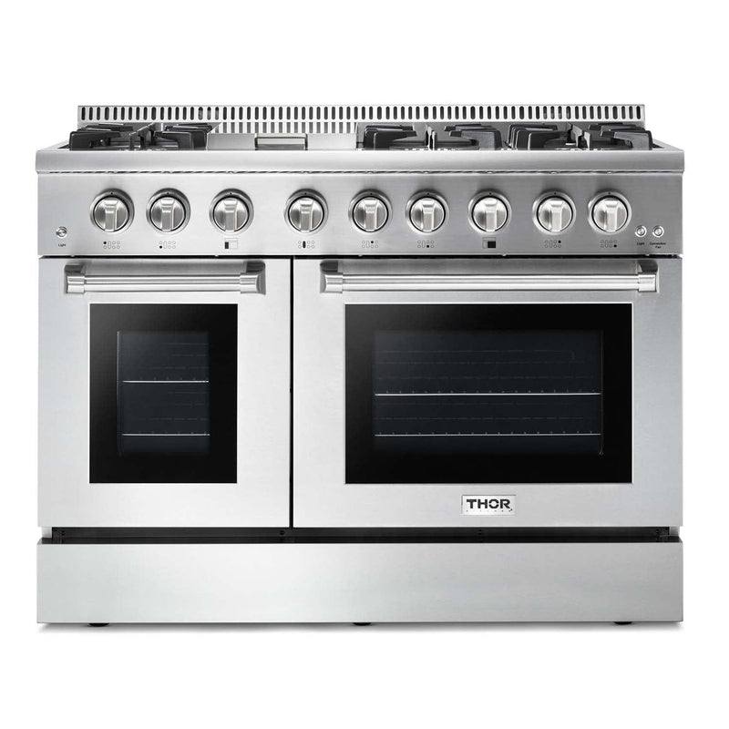 Thor Kitchen Appliance Package - 48 in. Propane Gas Burner/Electric Oven Range, Range Hood, Refrigerator, Dishwasher, AP-HRD4803ULP-3