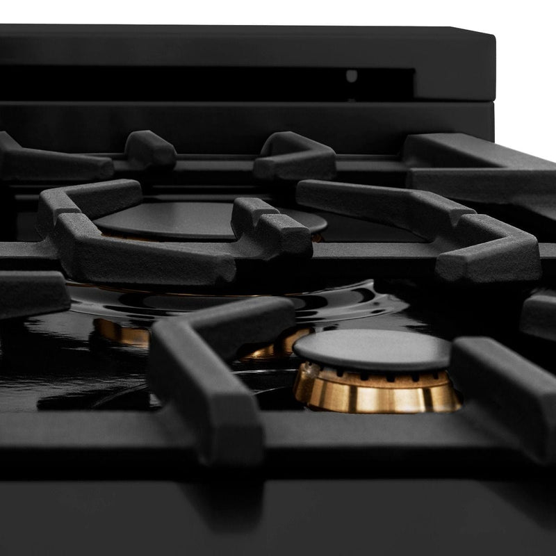 ZLINE 48 in. Professional Gas Burner, Electric Oven Range in Black Stainless with Brass Burners, RAB-BR-48