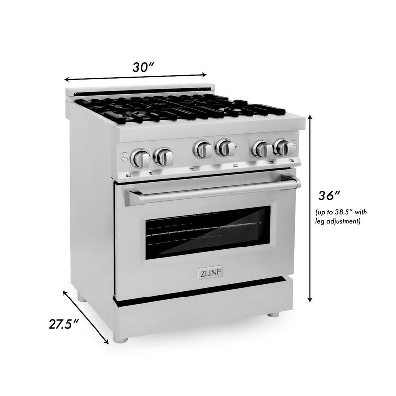 ZLINE 30 Inch. Professional Gas Range in Stainless Steel, RG30