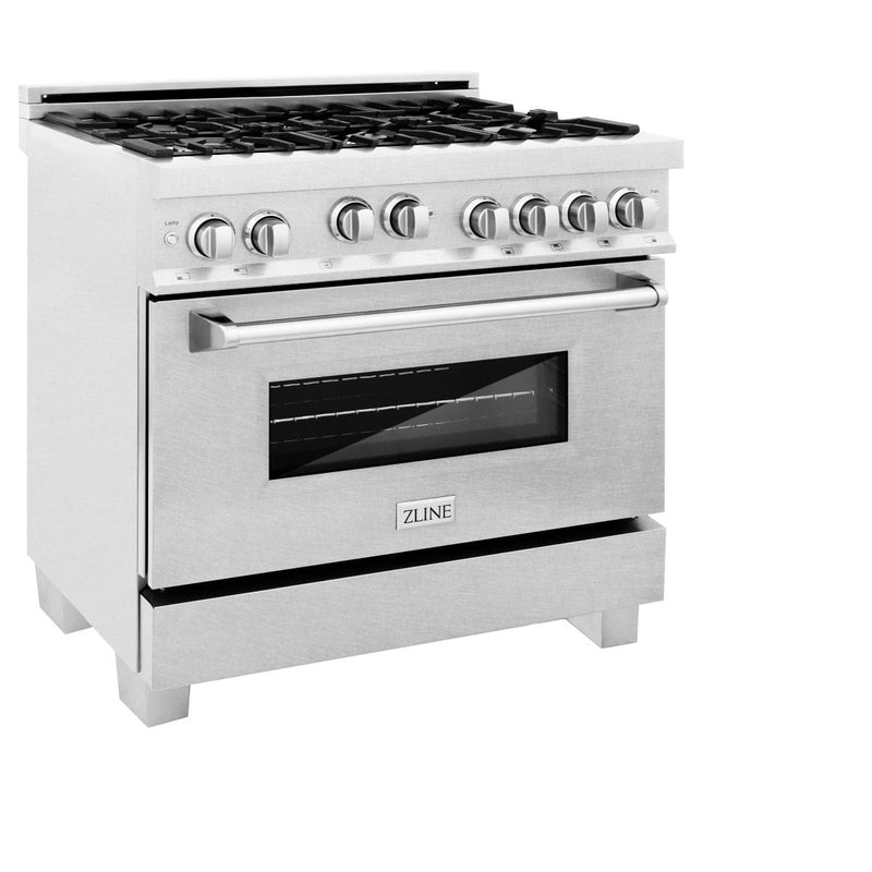 ZLINE 36 in. Professional Gas Burner/Gas Oven in DuraSnow® Stainless, RGS-SN-36