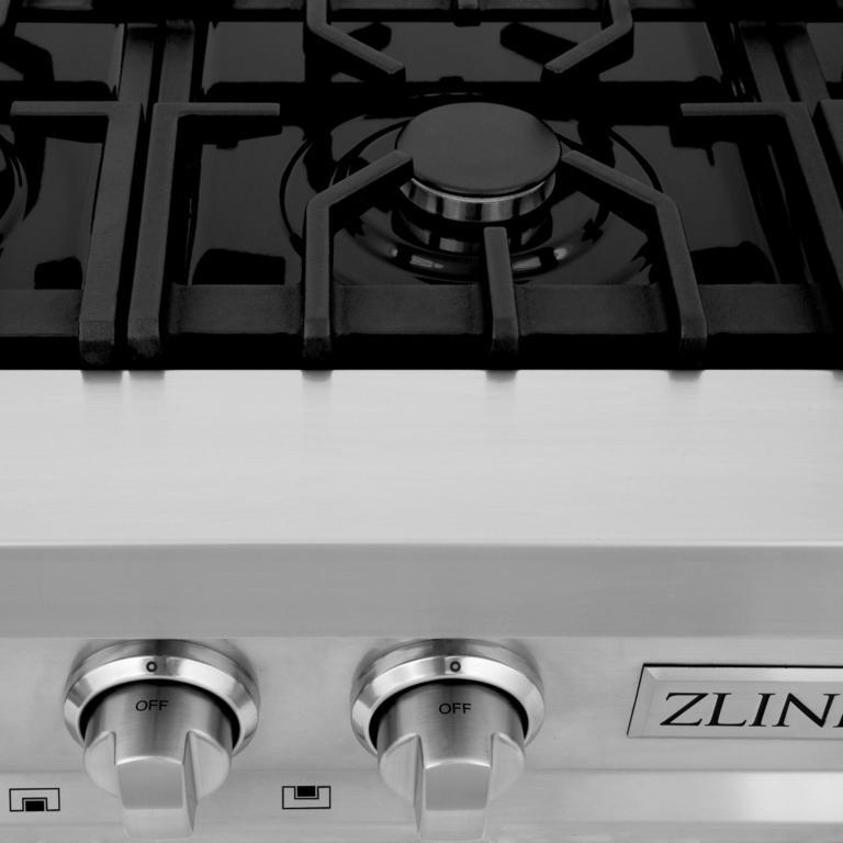 ZLINE Kitchen Appliance Package with 36 in. Stainless Steel Rangetop and 30 in. Double Wall Oven, 2KP-RTAWD36